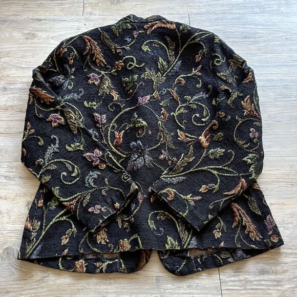 Tapestry Coat Vintage Women's Medium Fieldgear Black Whimsygoth Fall Goth - Picture 3 of 8